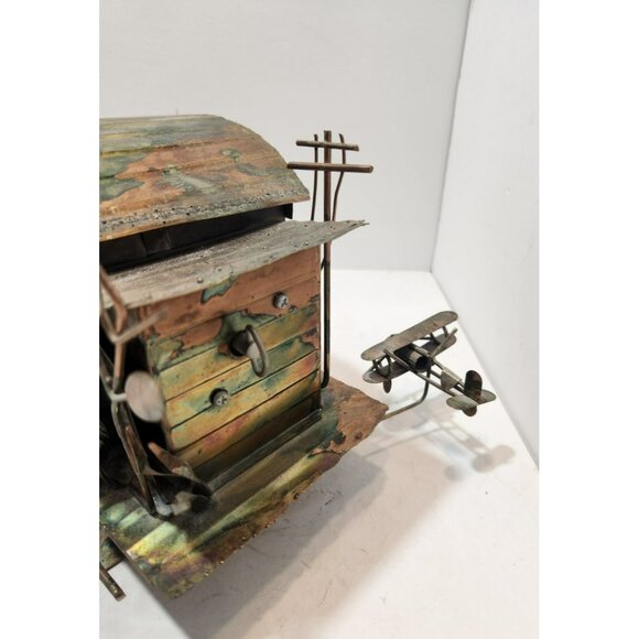 Vintage Hand Crafted Oxidized Copper Metal Airport Hanger Music Box Hong Kong - Picture 4 of 16